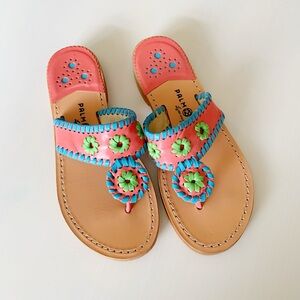 Palm Beach Classic Women’s Sandals size 7.5 in Coral, Lime + Blue